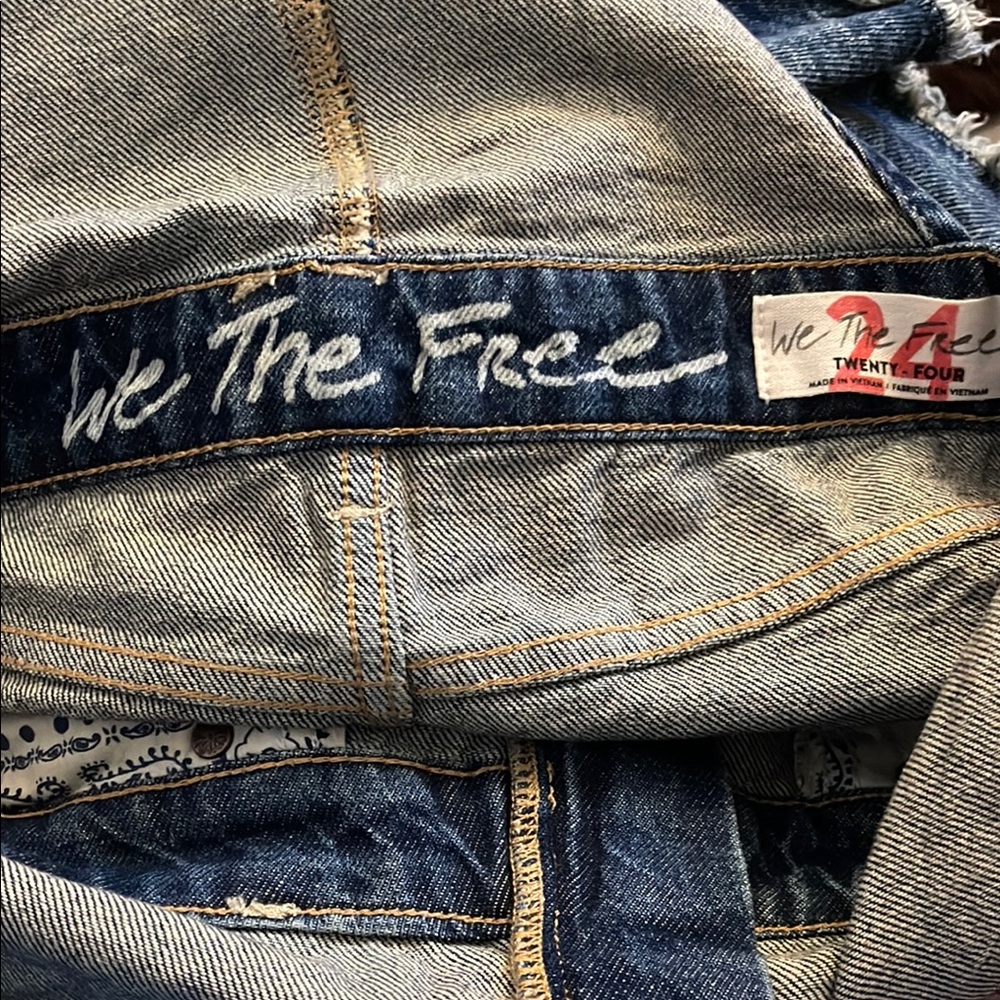 We The Free Blue Denim Overalls with Distressed Hem NWOT - Picture 2 of 10